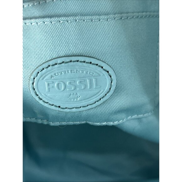 FOSSIL Sydney Leather Satchel Blue Hand Bag *missing Shoulder Strap* Cow Hide - Picture 8 of 10